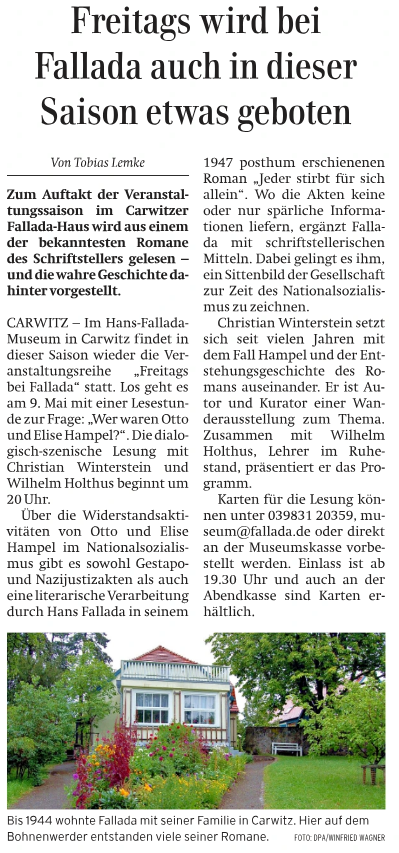 Zeitungsartikel vom Nord-Kurier vom 8. Mai 2025.